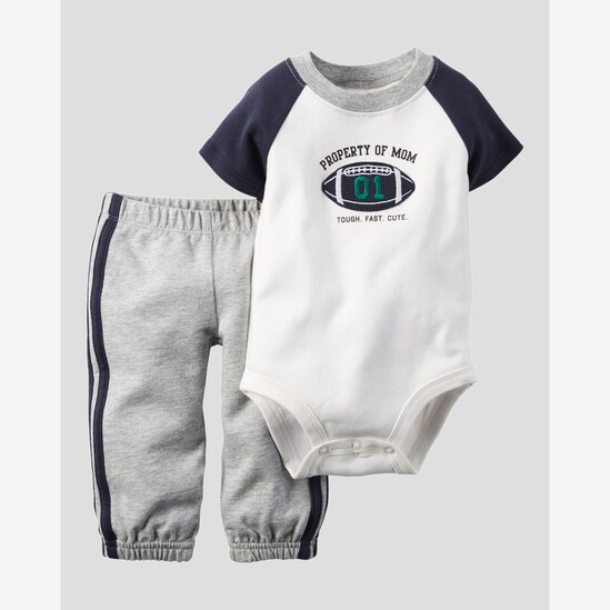 Conjunto Property Of Mom Carter's - Branco/Cinza