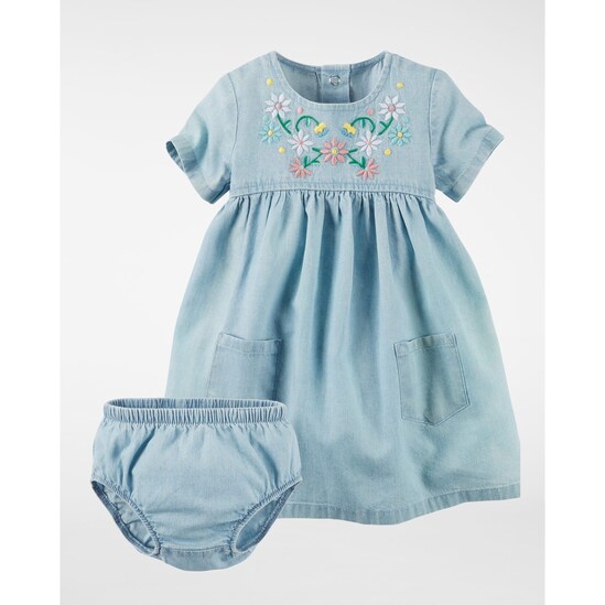 Vestido Jeans Floral Carter's - Azul