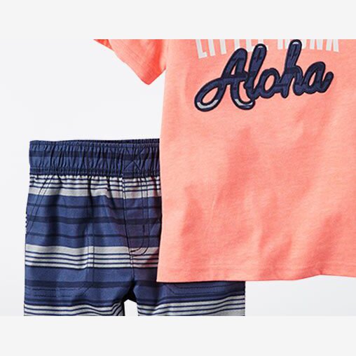 Conjunto Aloha Carter's - Coral/Azul