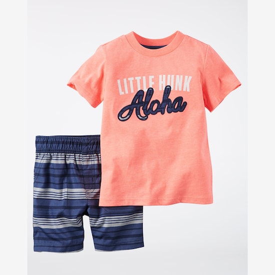 Conjunto Aloha Carter's - Coral/Azul