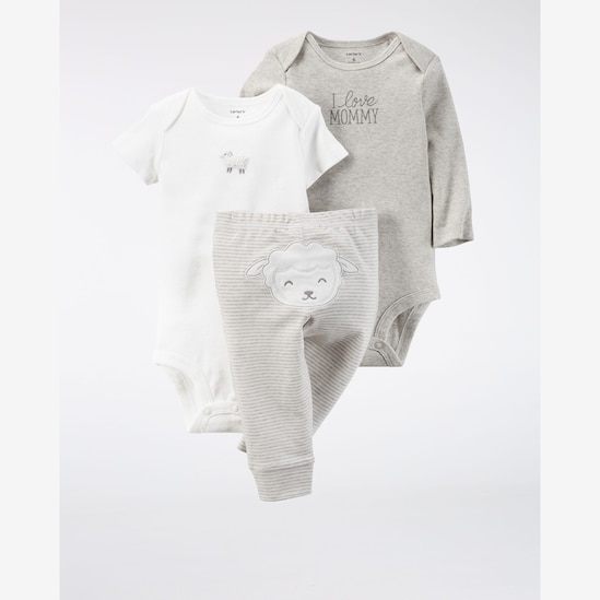 Conjunto Ovelha Basics Carter's - Branco/Cinza