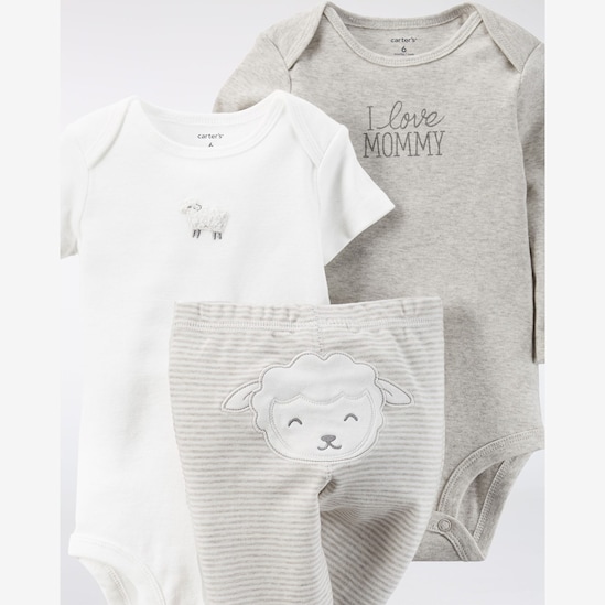 Conjunto Ovelha Basics Carter's - Branco/Cinza