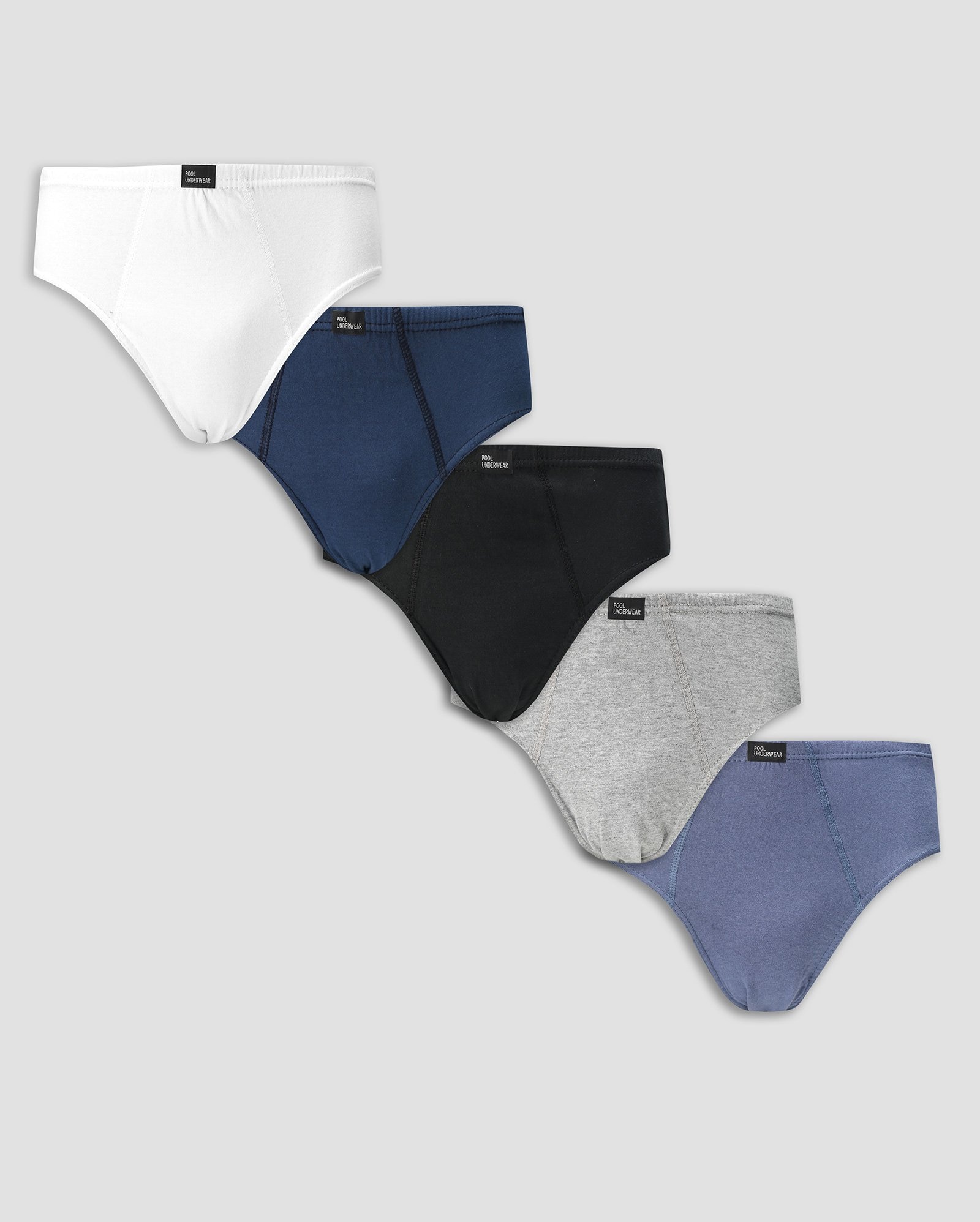 Kit cueca slip 5 peças em malha multicor | Pool