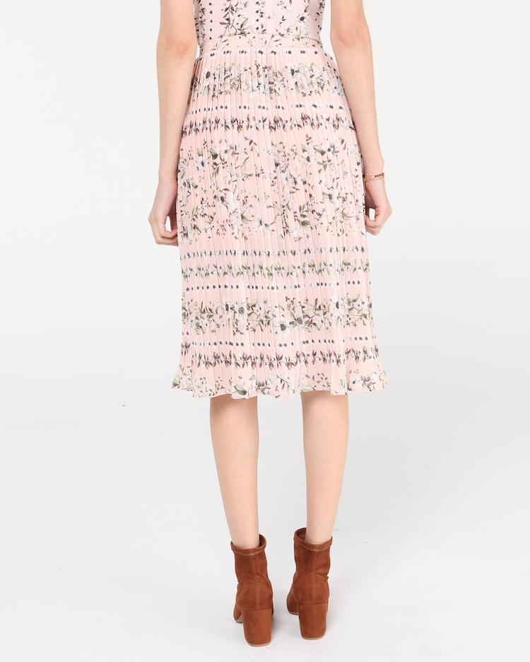 Riachuelo Saia Midi Plissada Rosa