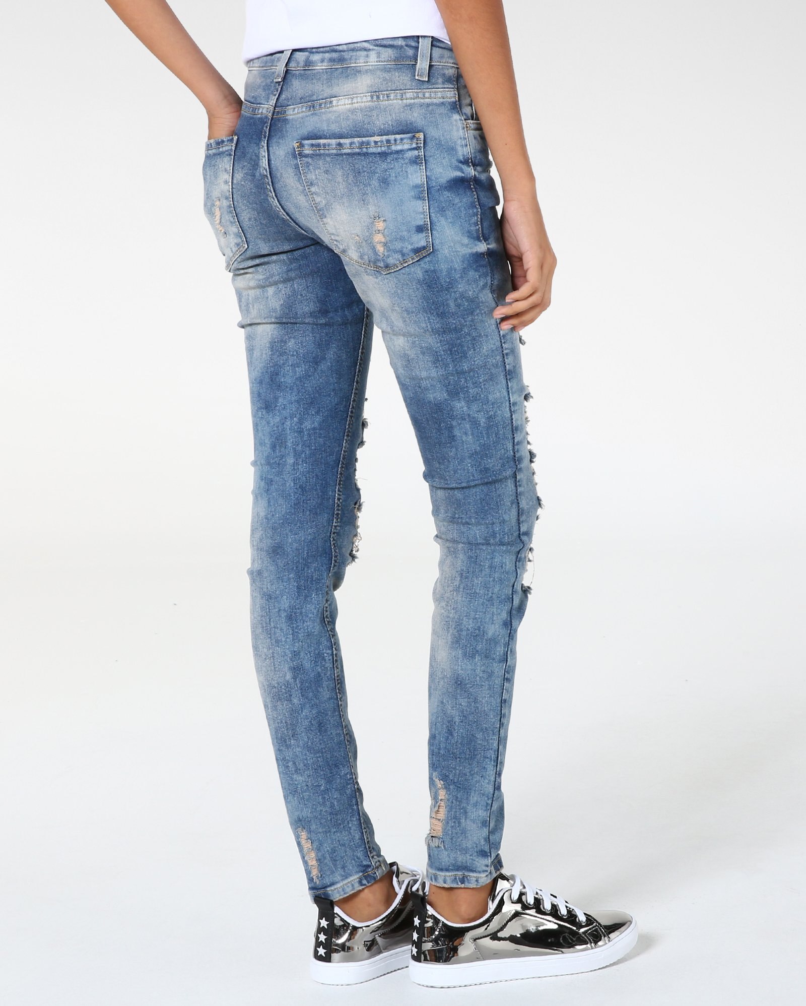 Calça Jeans Skinny Destroyed