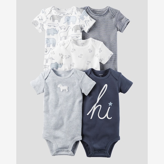 Kit Bodies 5 Peças Animais Carter´s - Azul