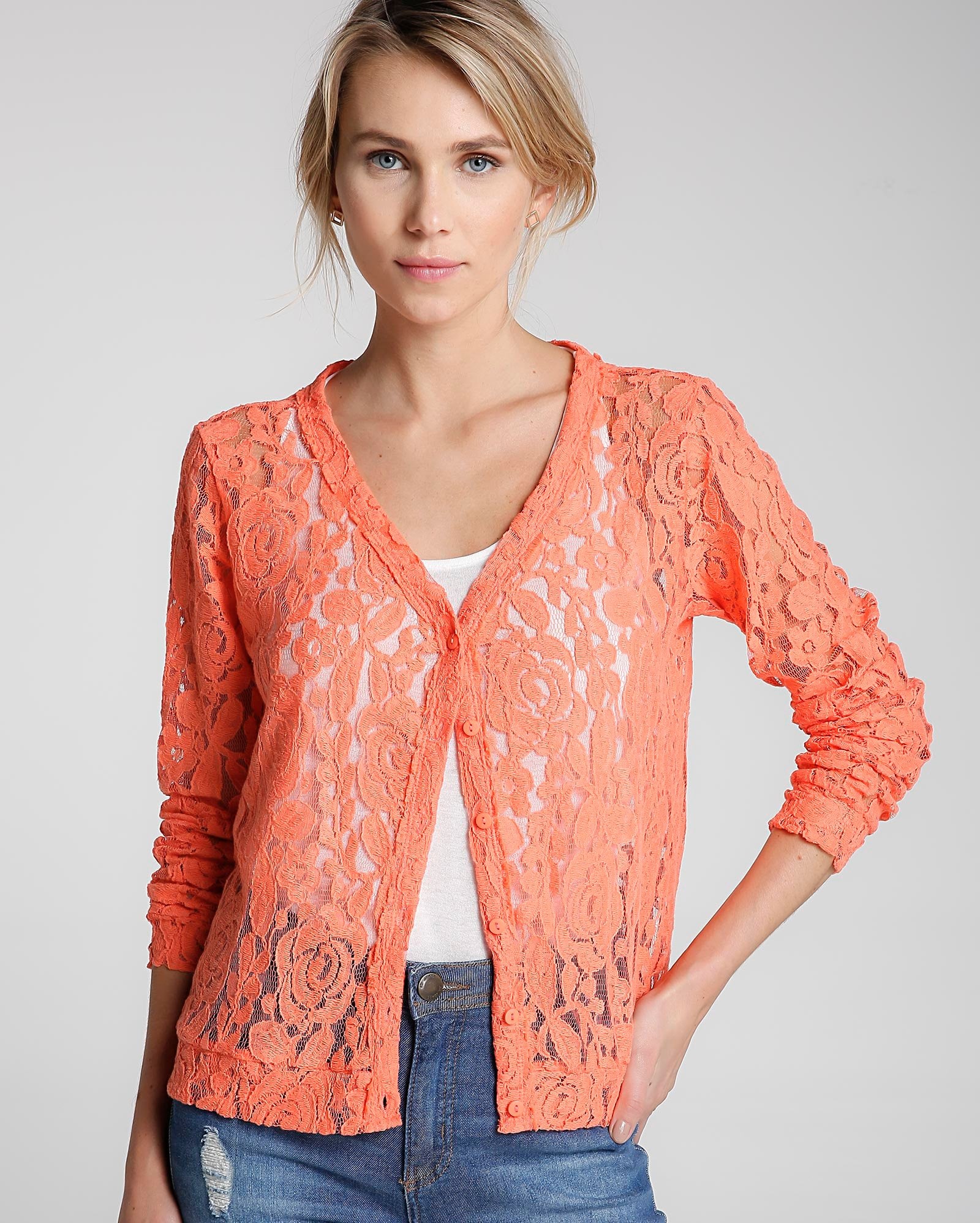 cardigan de renda branco