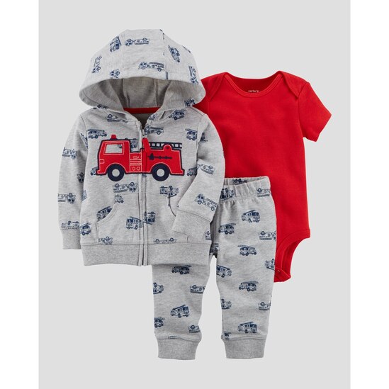 Conjunto Moletom Bombeiro Carter's - Cinza/Vermelho