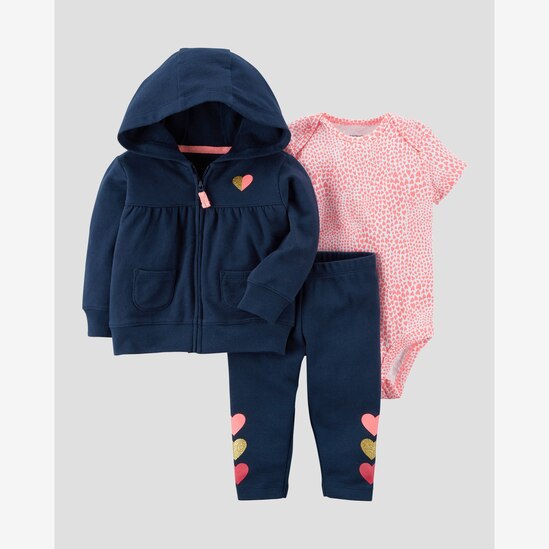 Conjunto Moletom Coração Carter´s - Azul Marinho e Rosa