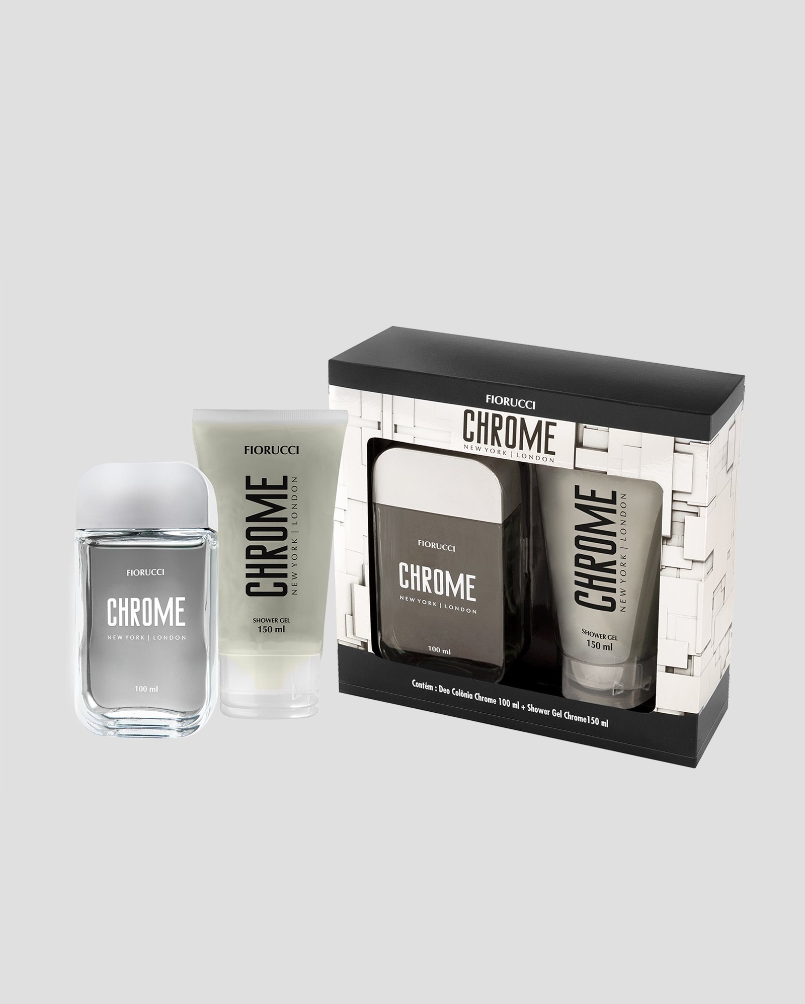 Riachuelo Kit Colônia Chrome Fiorucci Masculino 100ml Gel de