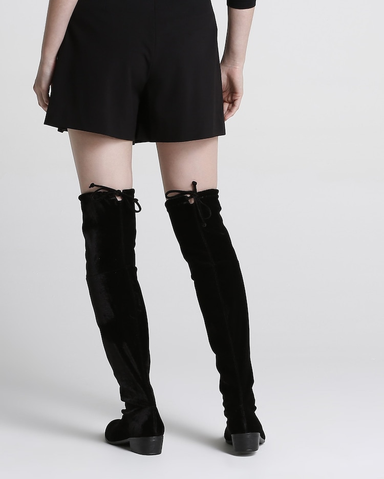 Riachuelo Bota Over The Knee Veludo RCHLO Shoes Preto