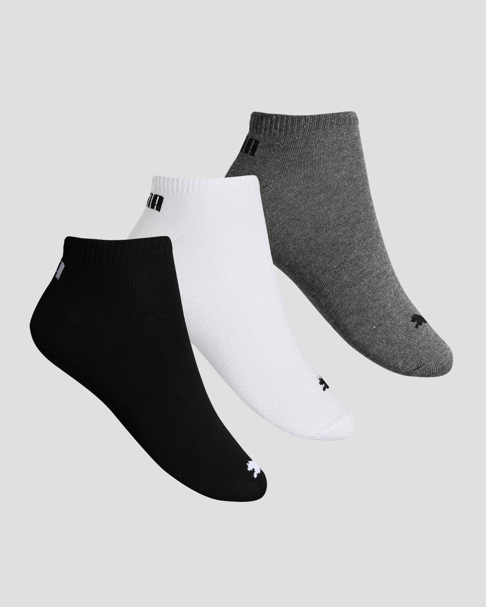 Kit Meia 3 Pares Sapatilha Puma - Preto/Branco/Cinza