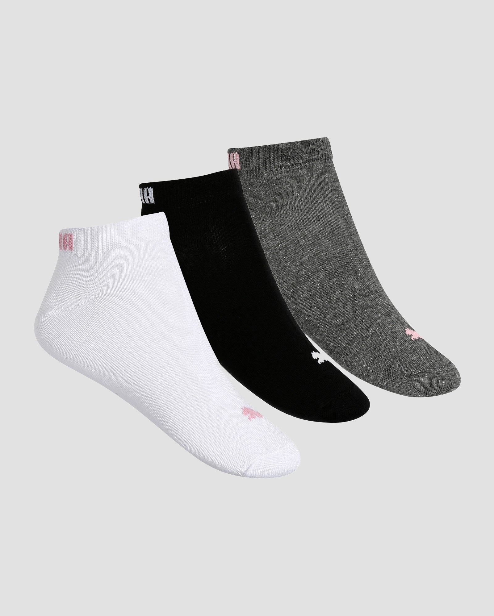 Kit Meia 3 Pares Sapatilha Puma - Branco/Cinza/Preto