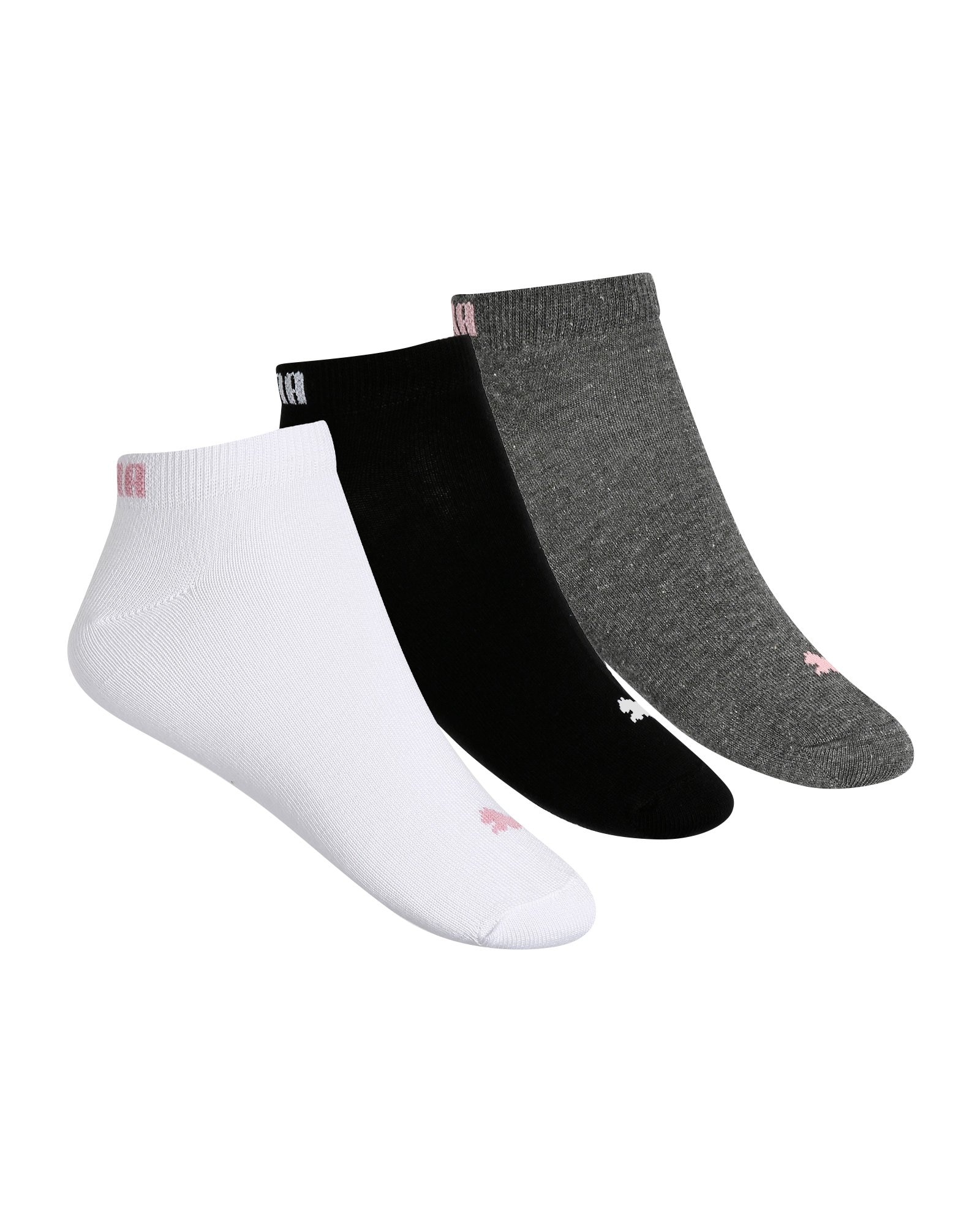 Kit Meia 3 Pares Sapatilha Puma - Branco/Cinza/Preto