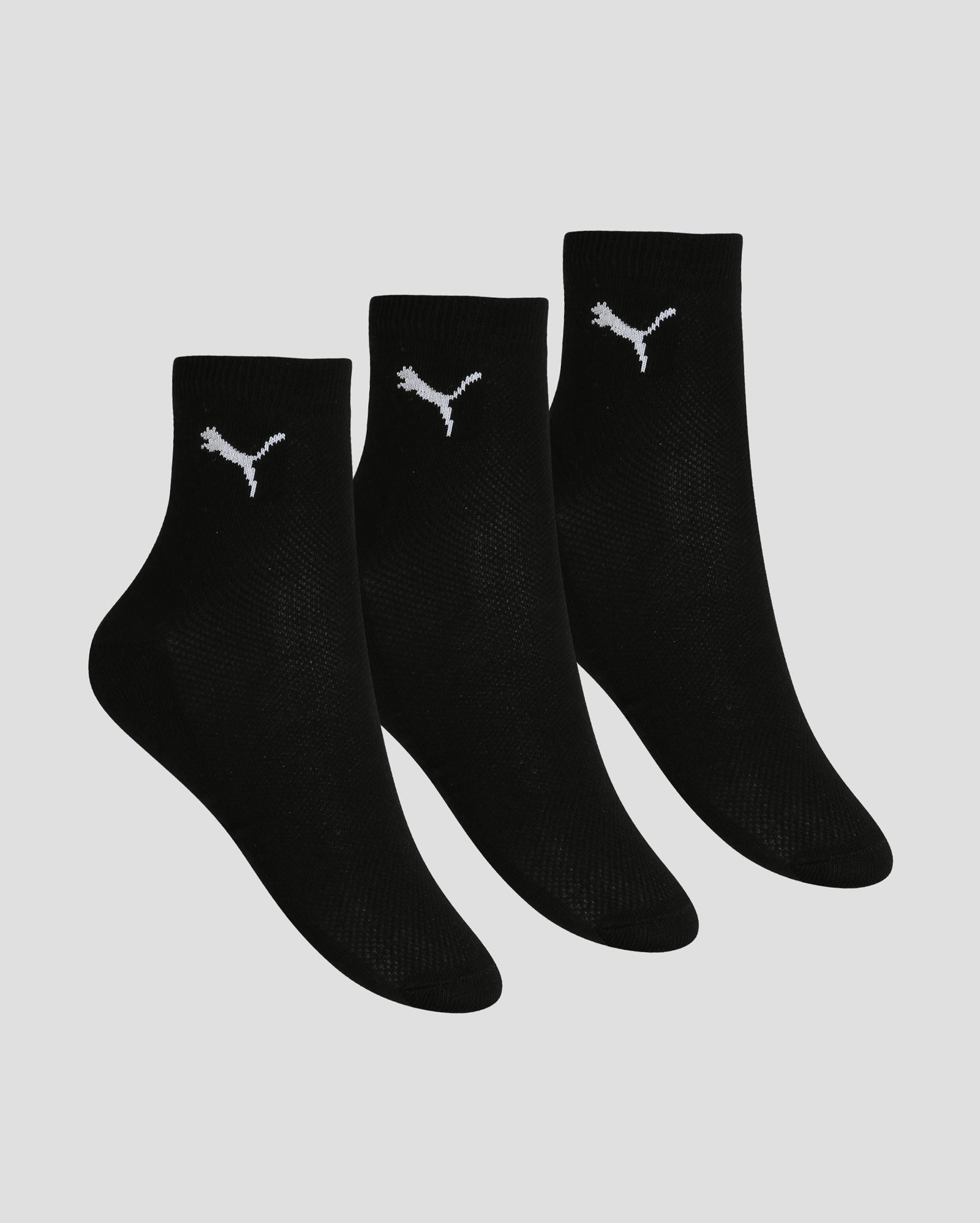 Kit meia masculina 3 pares cano médio lisa - Preto | Puma