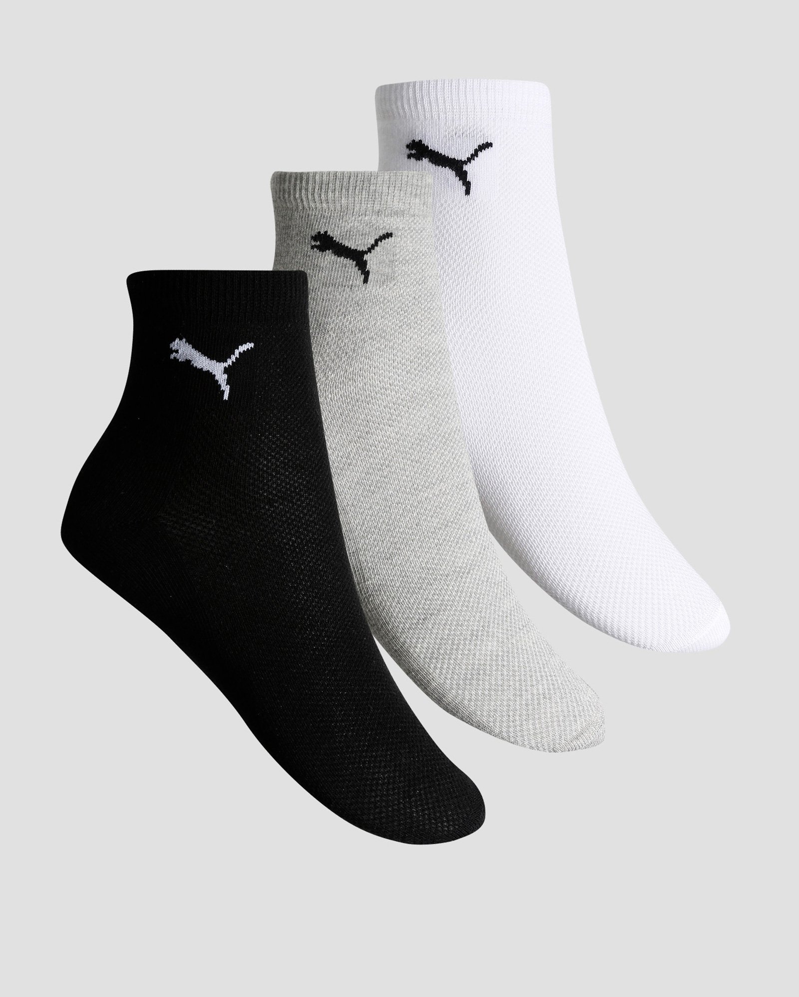 Kit Meia 3 Peças Puma - Preto/Branco/Cinza