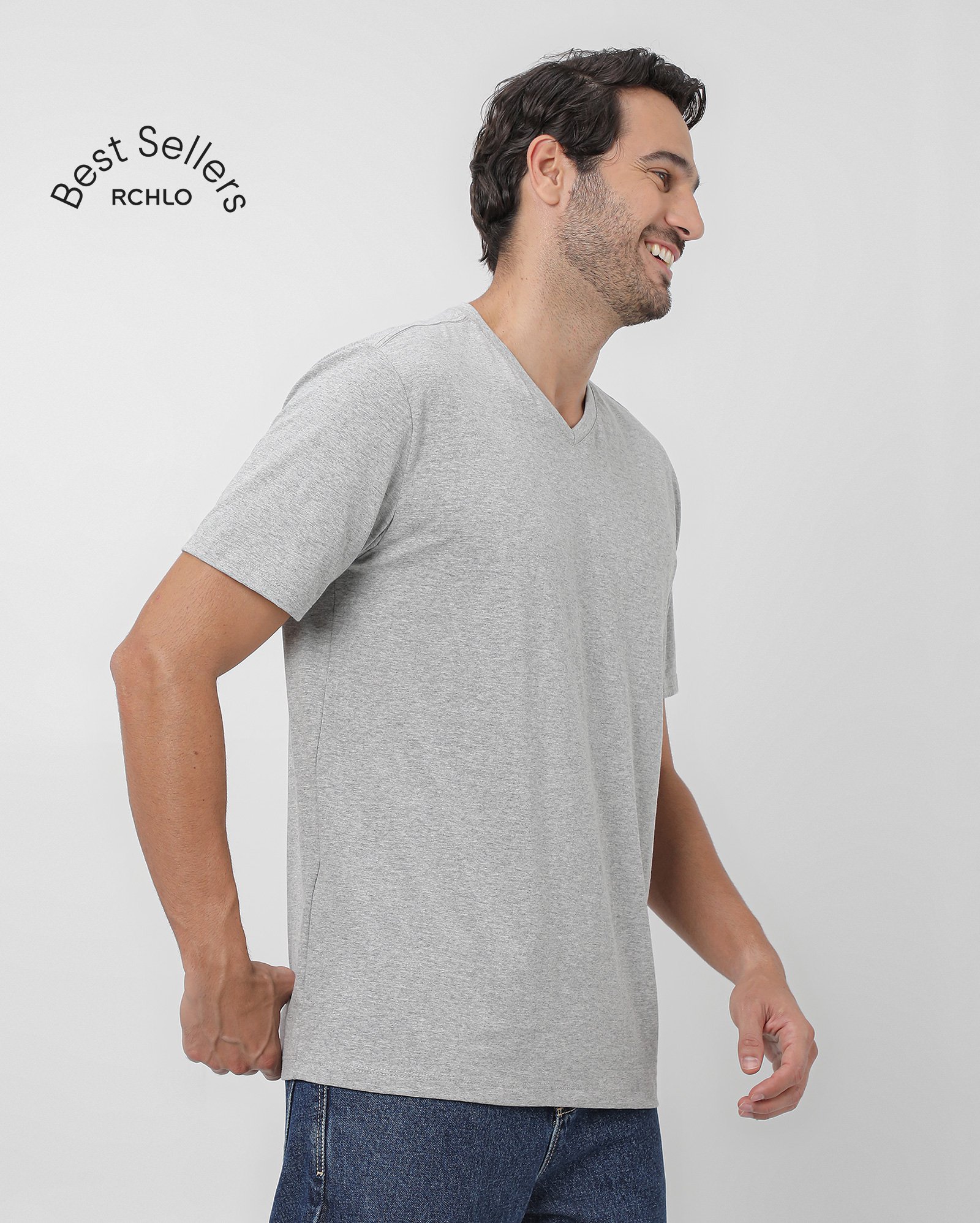 Camiseta masculina Essencial Regular - Cinza Mescla