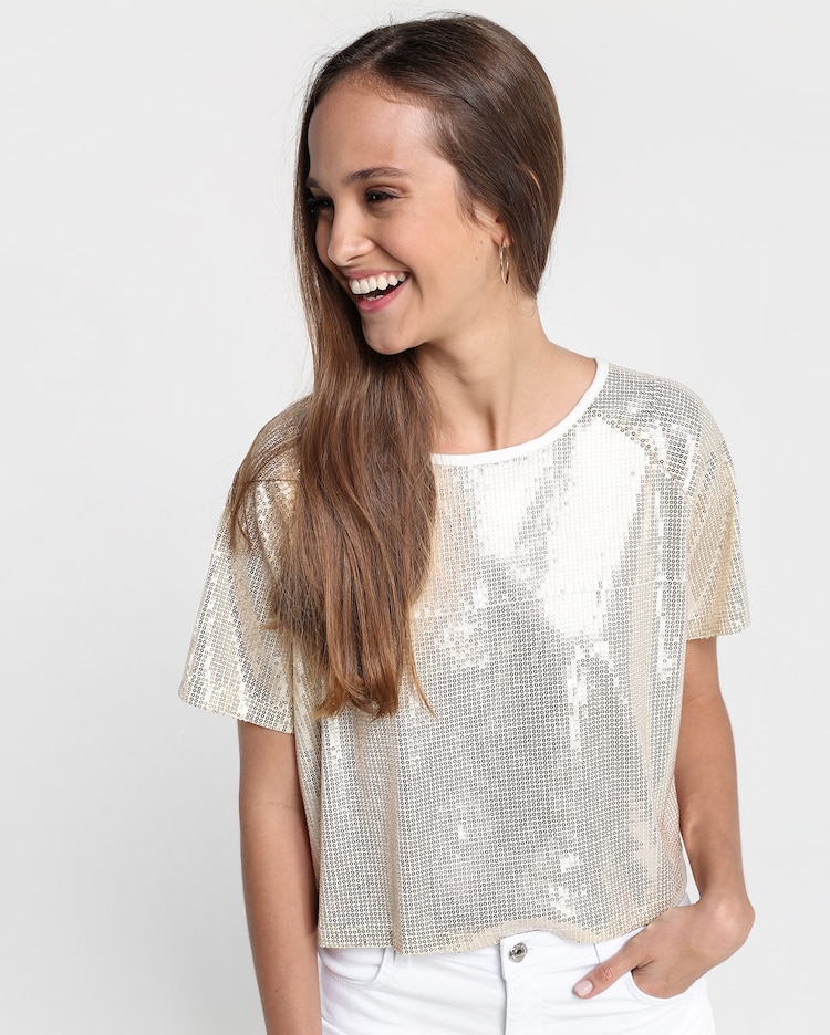 Riachuelo | Blusa Bordada Paetê - Dourado