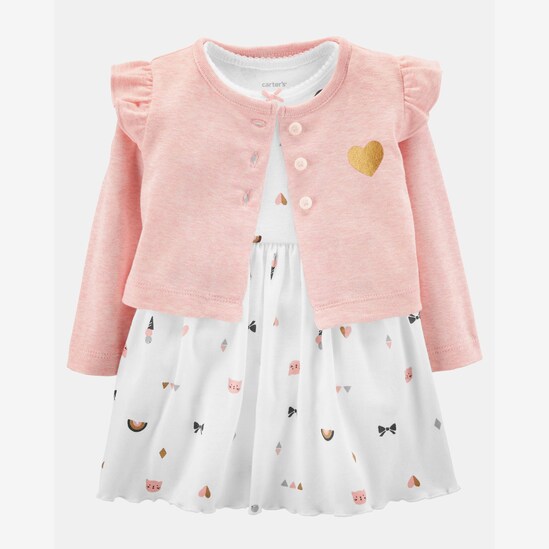 Conjunto 2 Peças Dress Carter´s - Branco/Rosa Claro