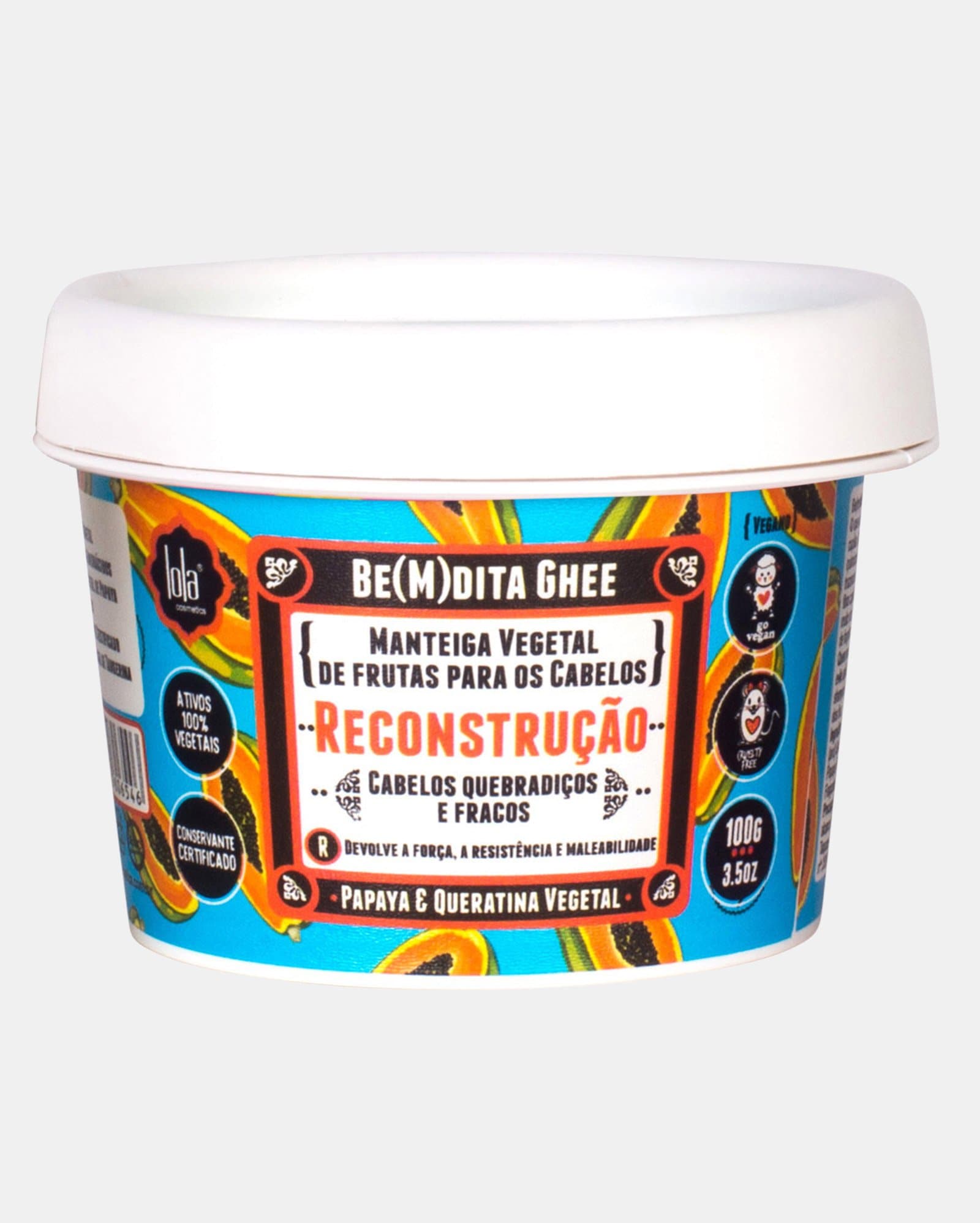 Máscara Bemdita Ghee Papaya e Queratina Vegetal Lola 100g