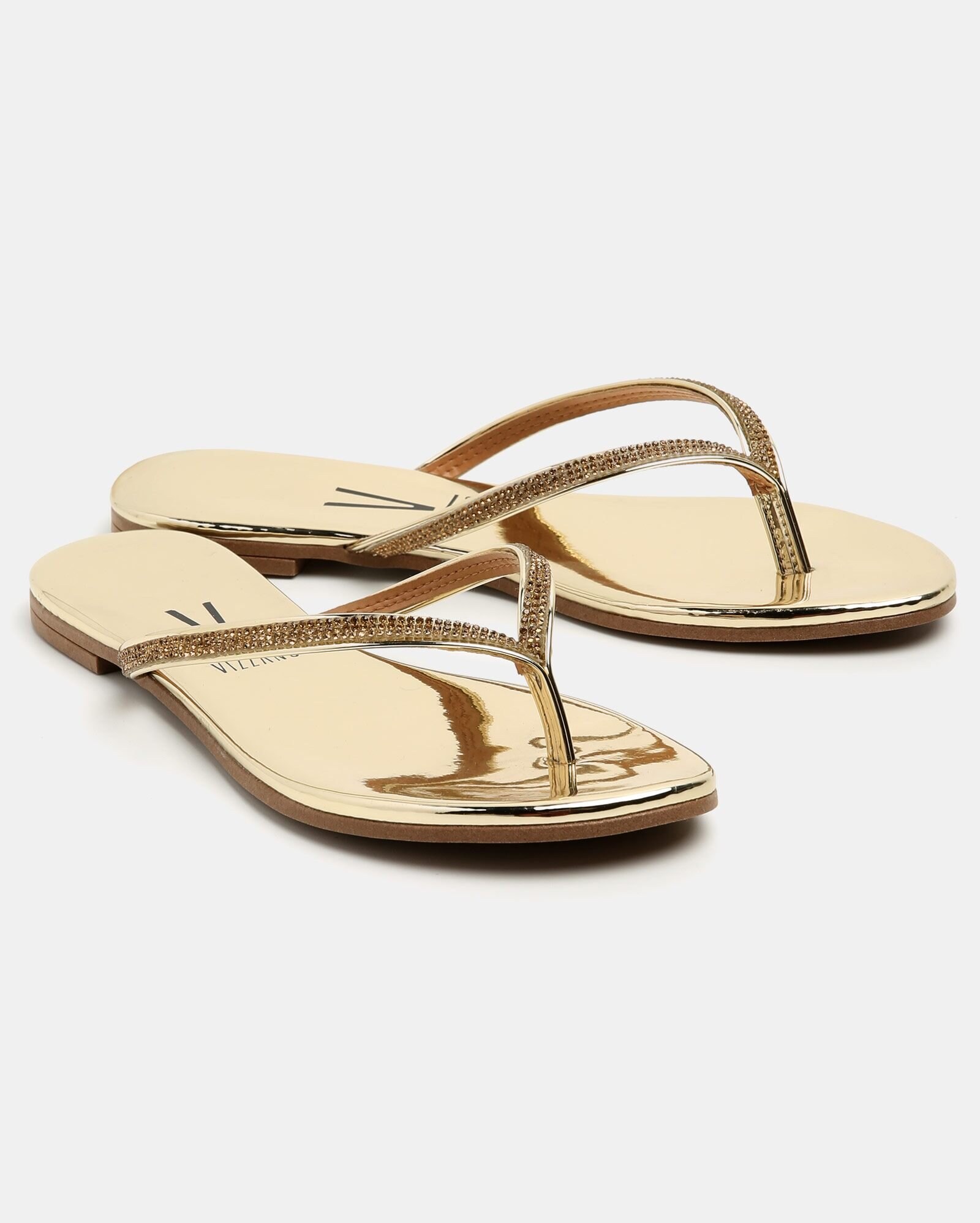 Riachuelo | Sandália Rasteira Metalizada Strass Vizzano