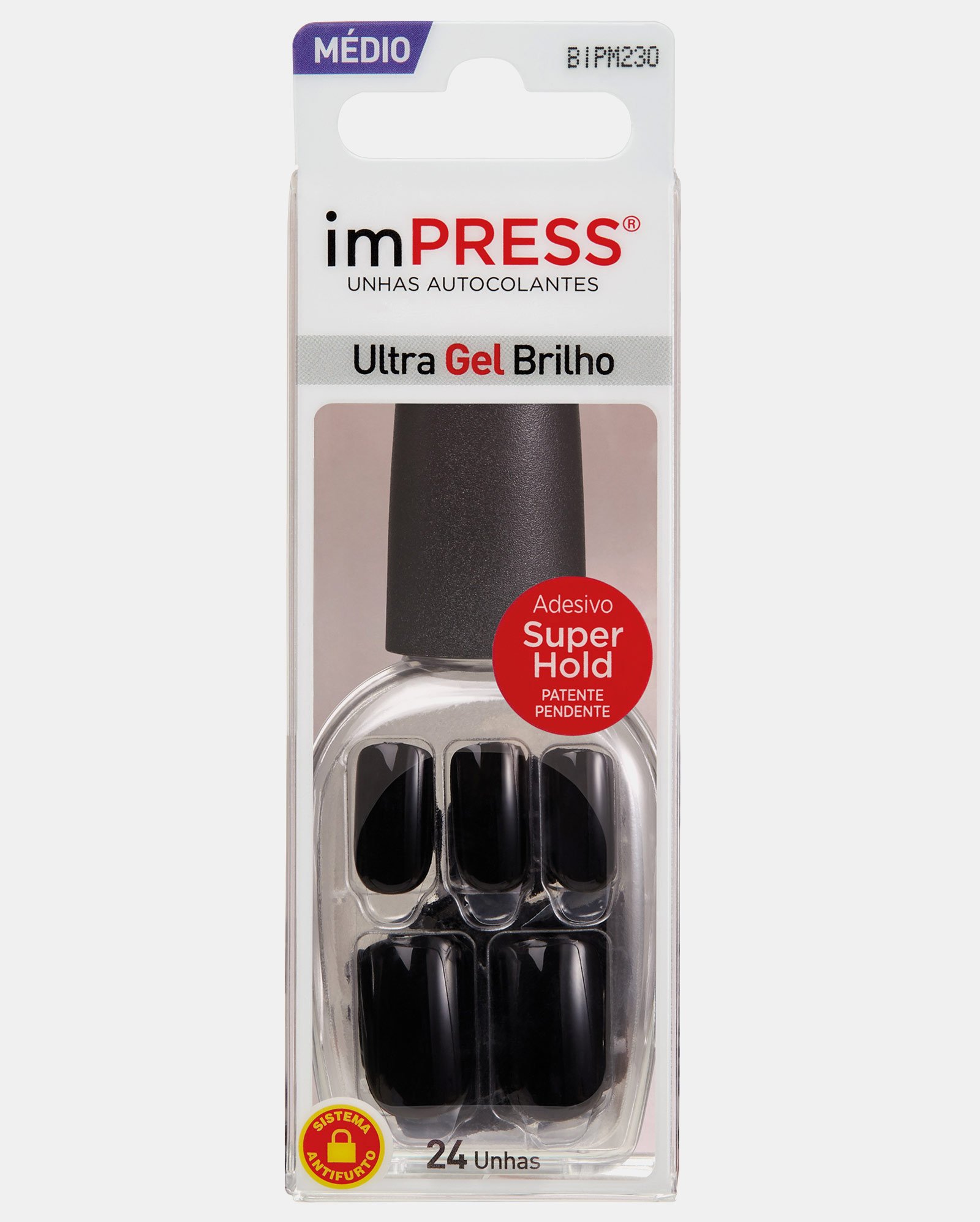 Unhas Postiças Impress All Fired Up Média Preto Kiss NY