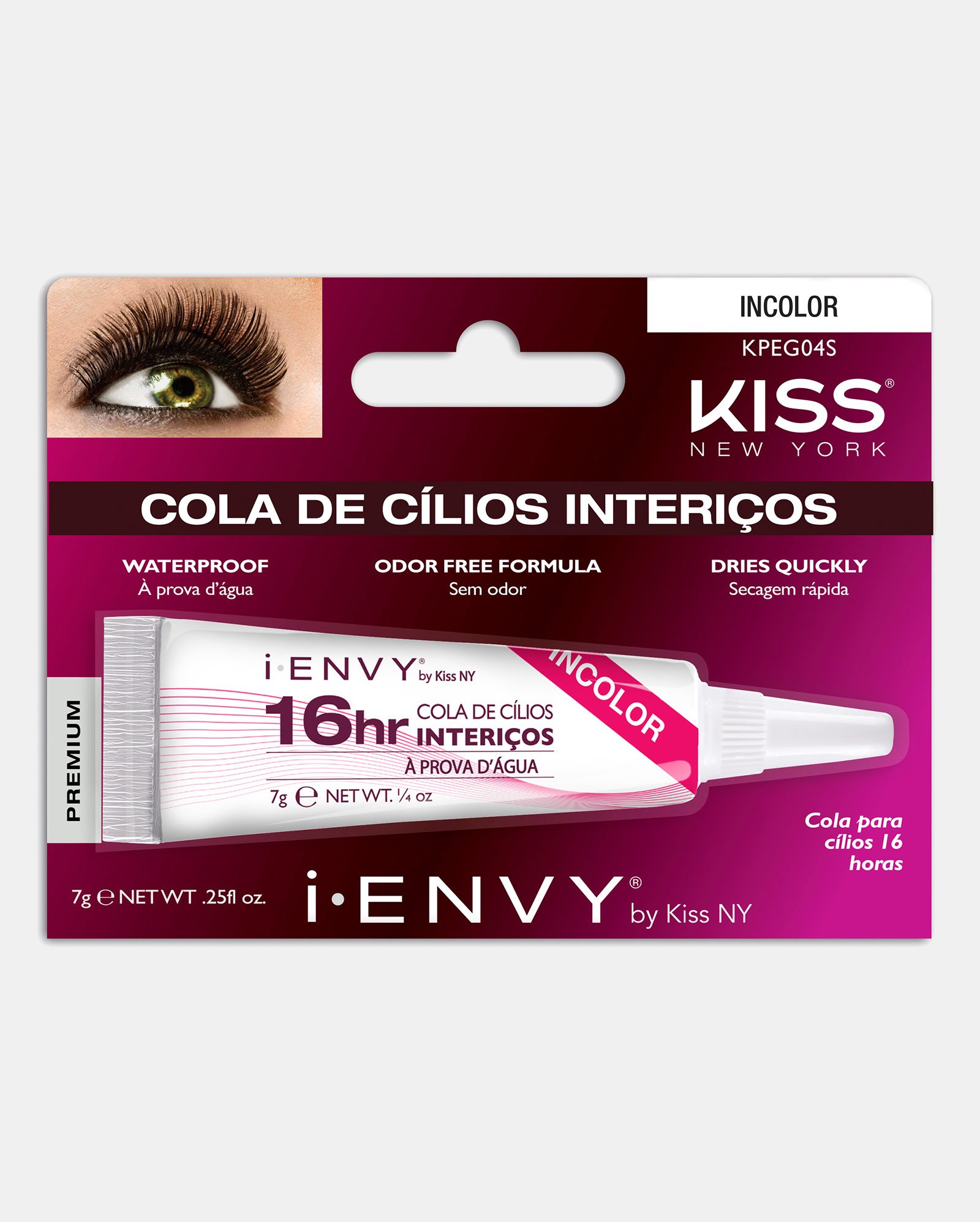 Cola de Cílios Longa Duração I-Envy Incolor Kiss NY 7g