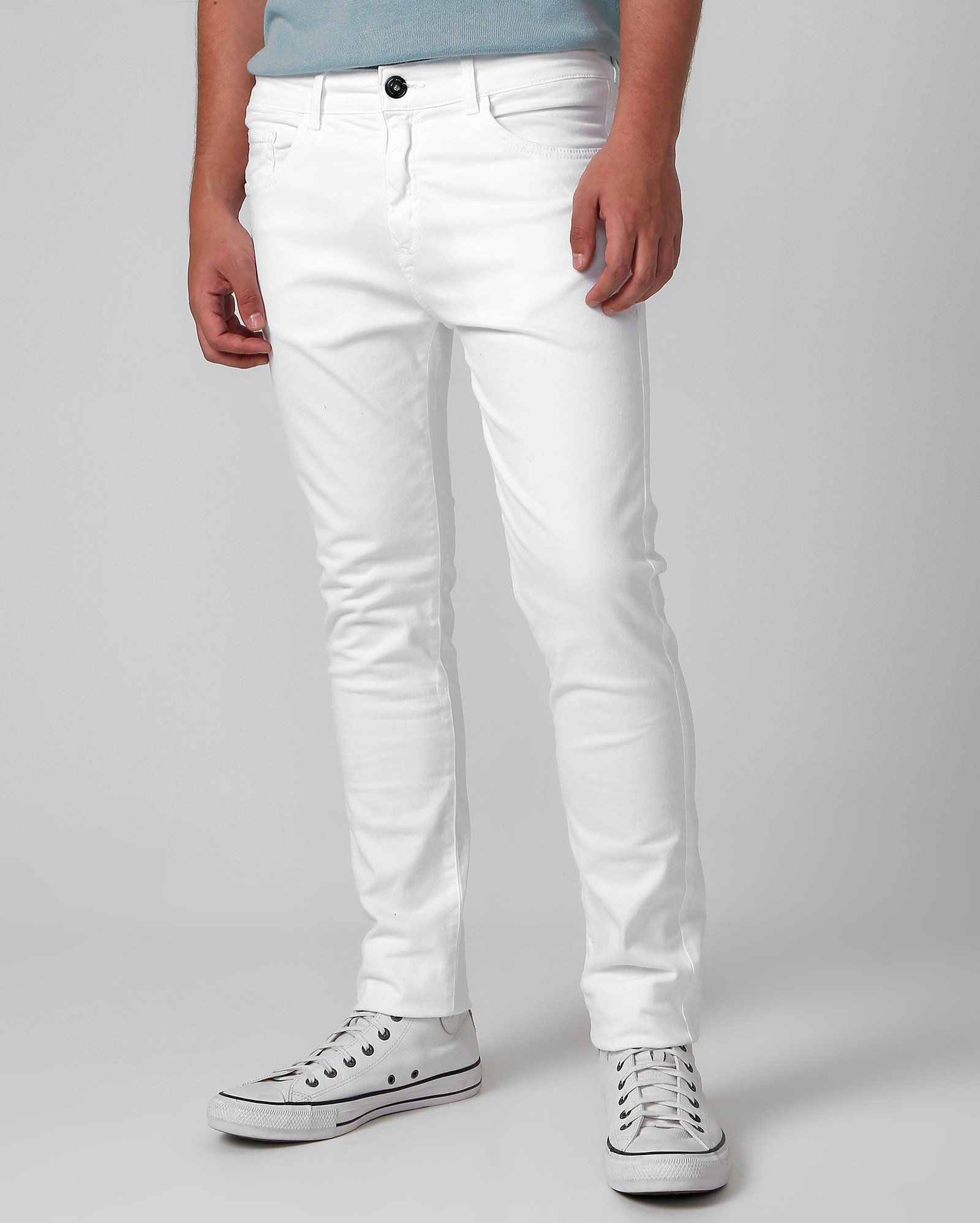 Calça sarja masculina skinny clássica branca | Pool Jeans