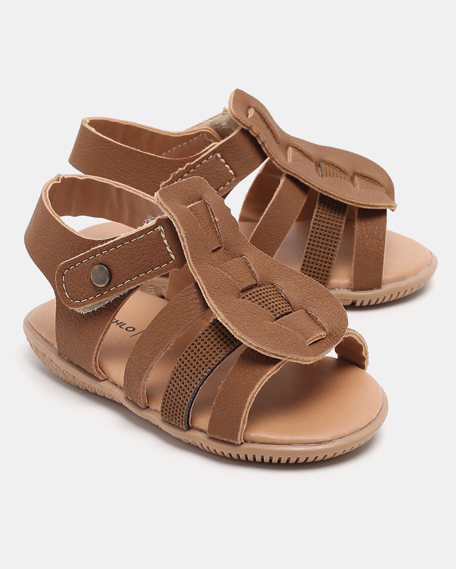 Sandália Para Bebê Menina Com Velcro - Creme