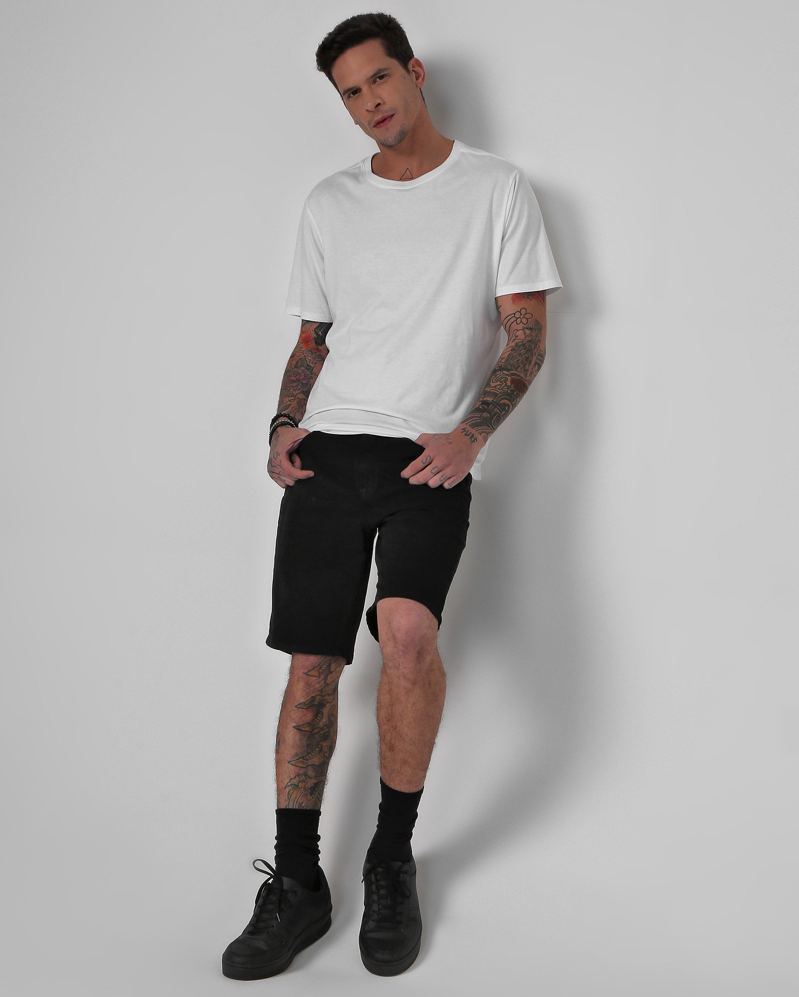 Bermuda sarja masculina slim - Preto | Pool Jeans