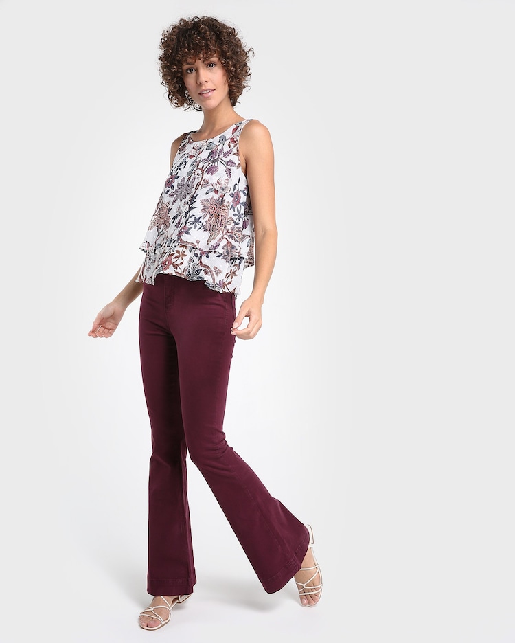 Riachuelo Calça Sarja Color Flare Vinho