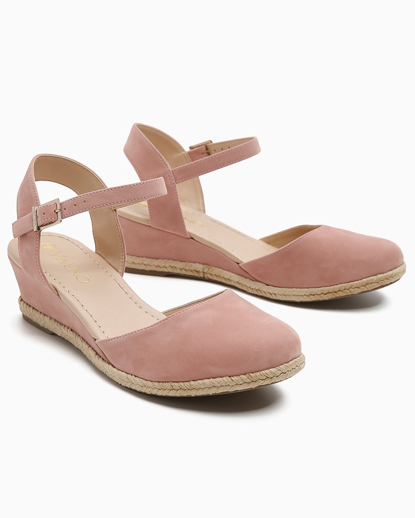 Riachuelo | Sapato Anabela Nobuck Via Uno - Rosa Pastel