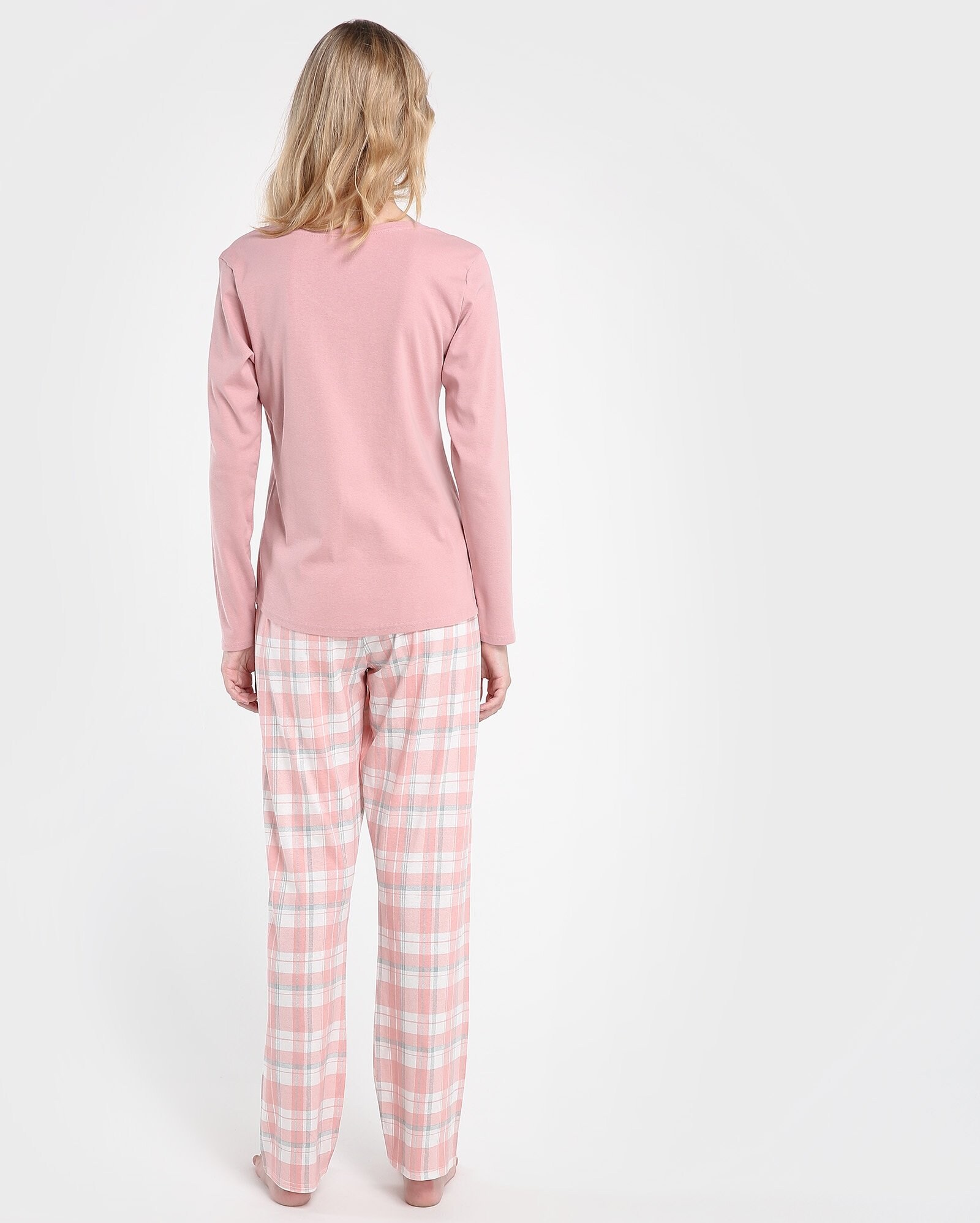 Riachuelo | Pijama Longo Malha Xadrez Lilly - Rosa