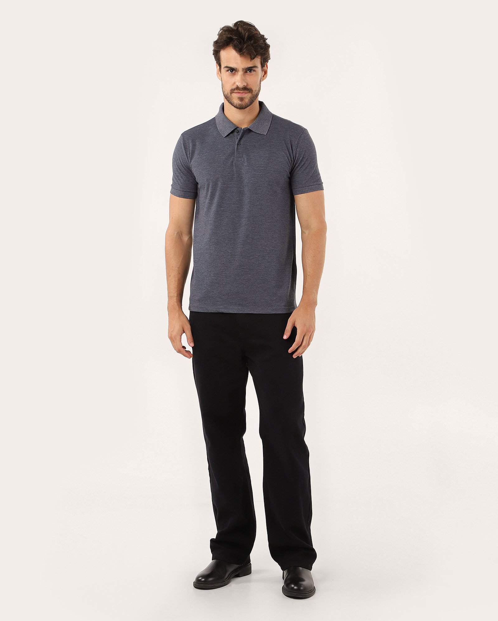 Camisa polo masculina Pool Legacy regular piquet - Azul Escuro Mescla