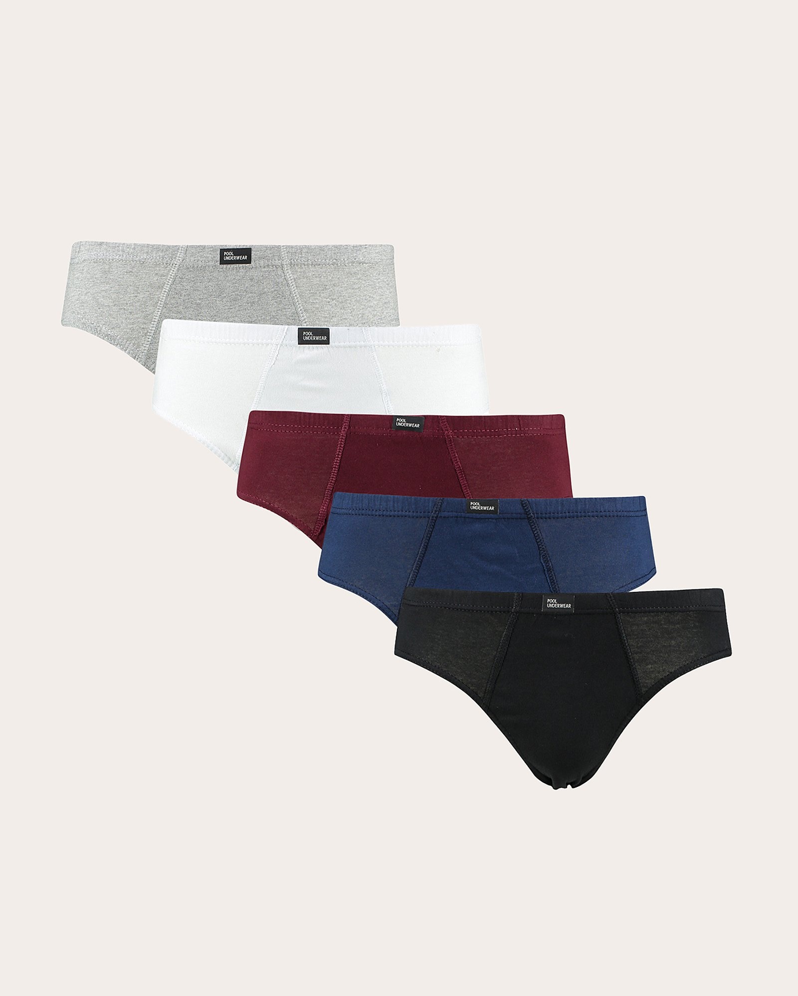 Kit cueca 5 peças slip lisas multicor | Pool