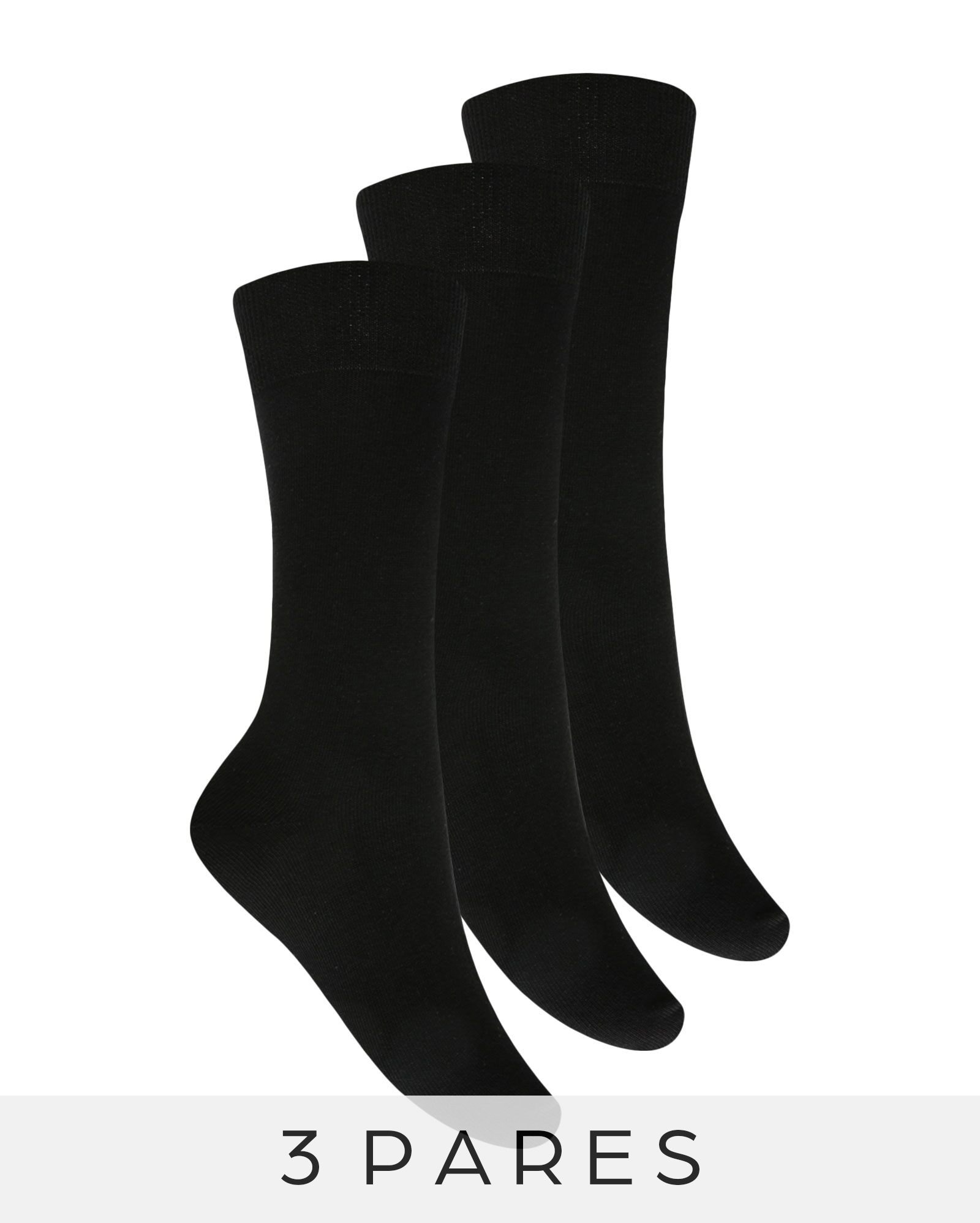 Kit Meia 3 Pares Cano Longo Selene - Preto
