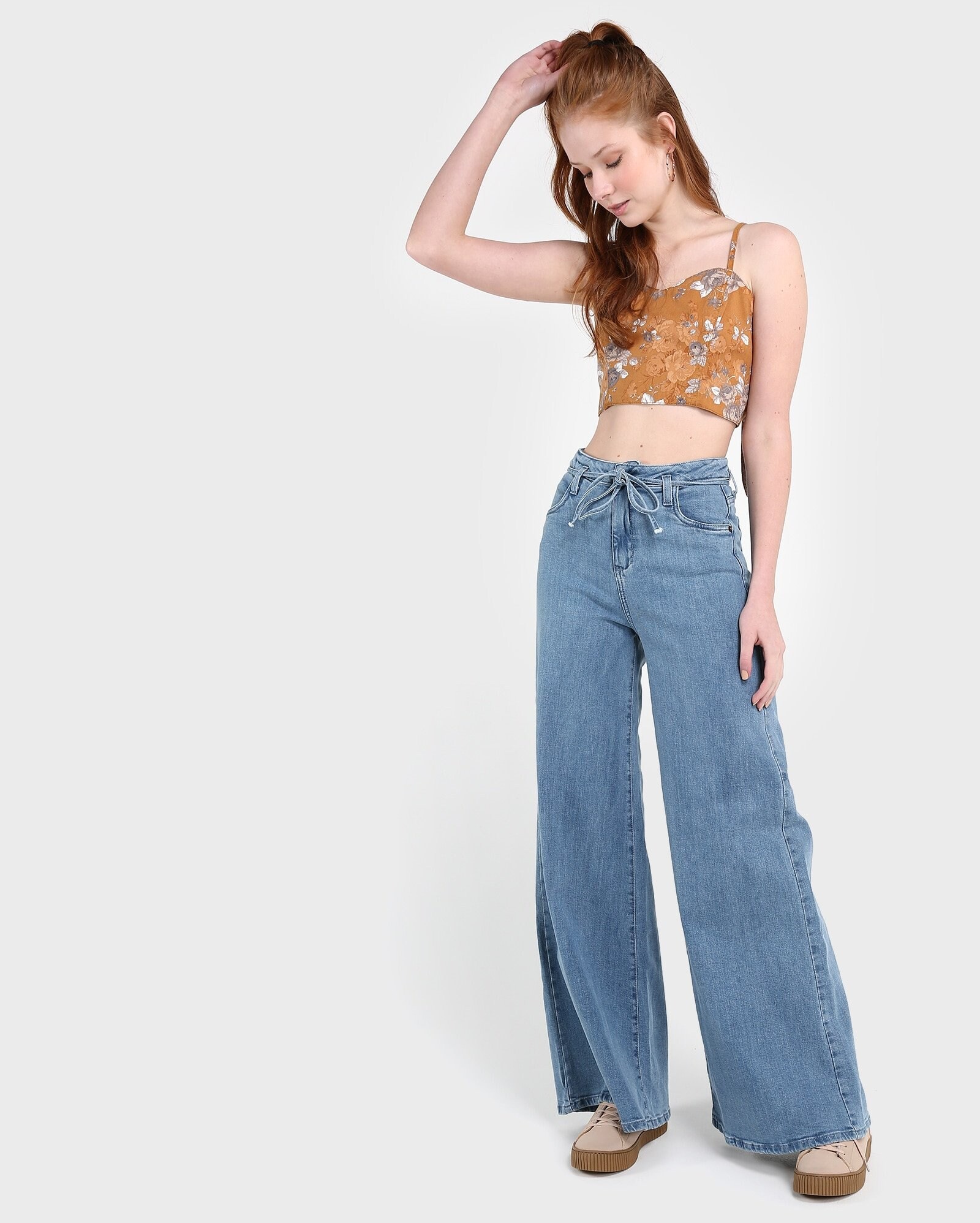 Riachuelo | Calça Jeans Wide Leg Pantalona Delavê