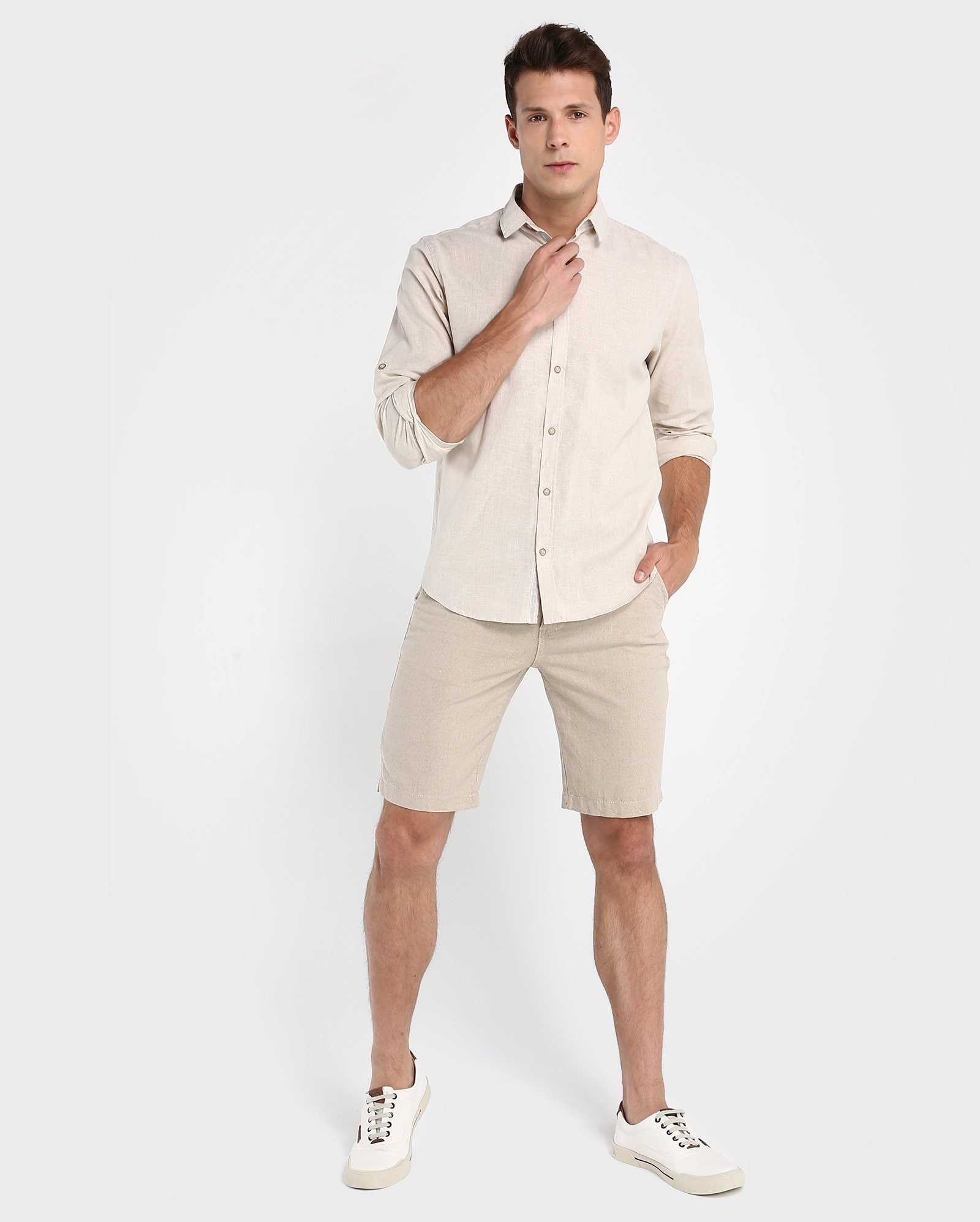 camisa de linho com bermuda