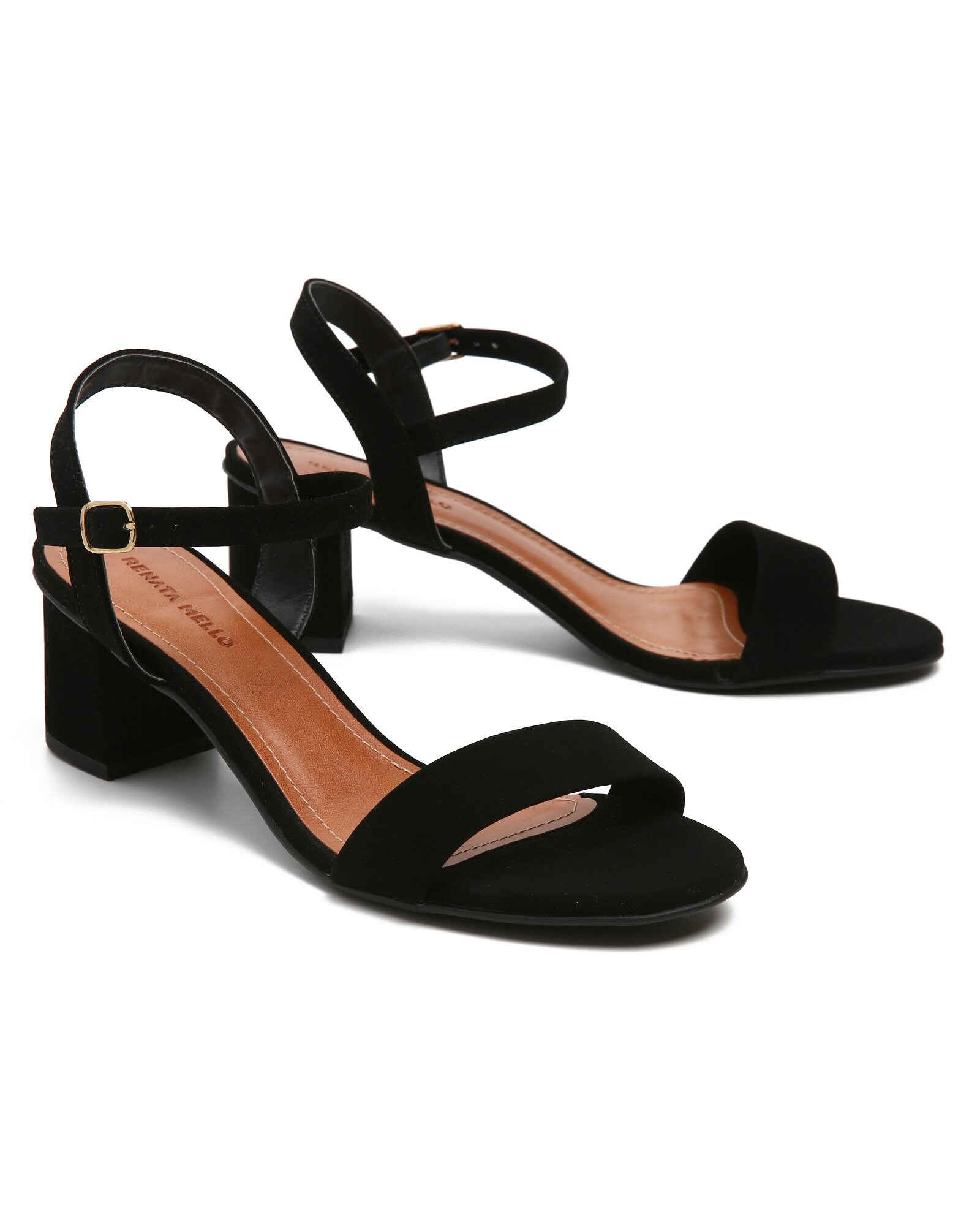 Riachuelo | Sandália Média Salto Bloco Envernizado Renata Mello - Preto