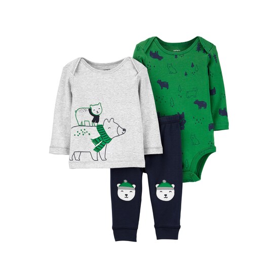 Conjunto 3 Peças Urso Polar Carter's - Verde