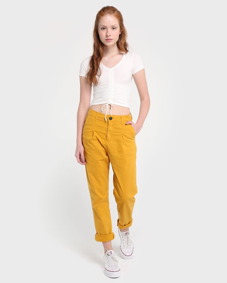 Riachuelo Calça Sarja Color Cargo Mostarda