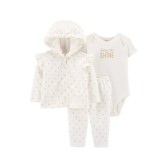 Conjunto Bebê 3 Peças Carter´s Born To Shine Bege Escuro