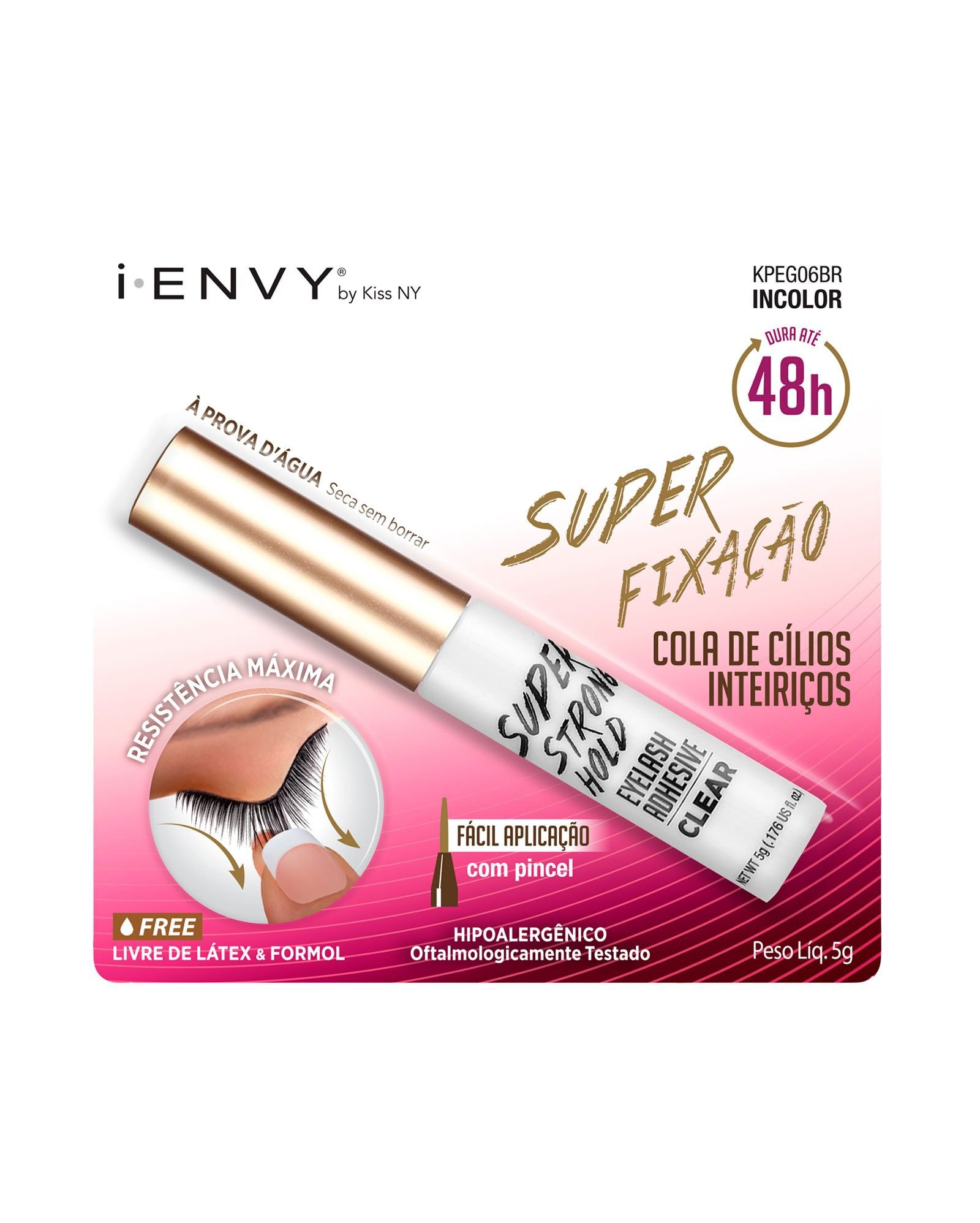 Cola de Cílios Super Fixação 48h Incolor First Kiss