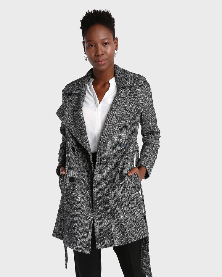 Riachuelo Casaco Lã Feminino Alongado Mescla Liso Cinza AK by