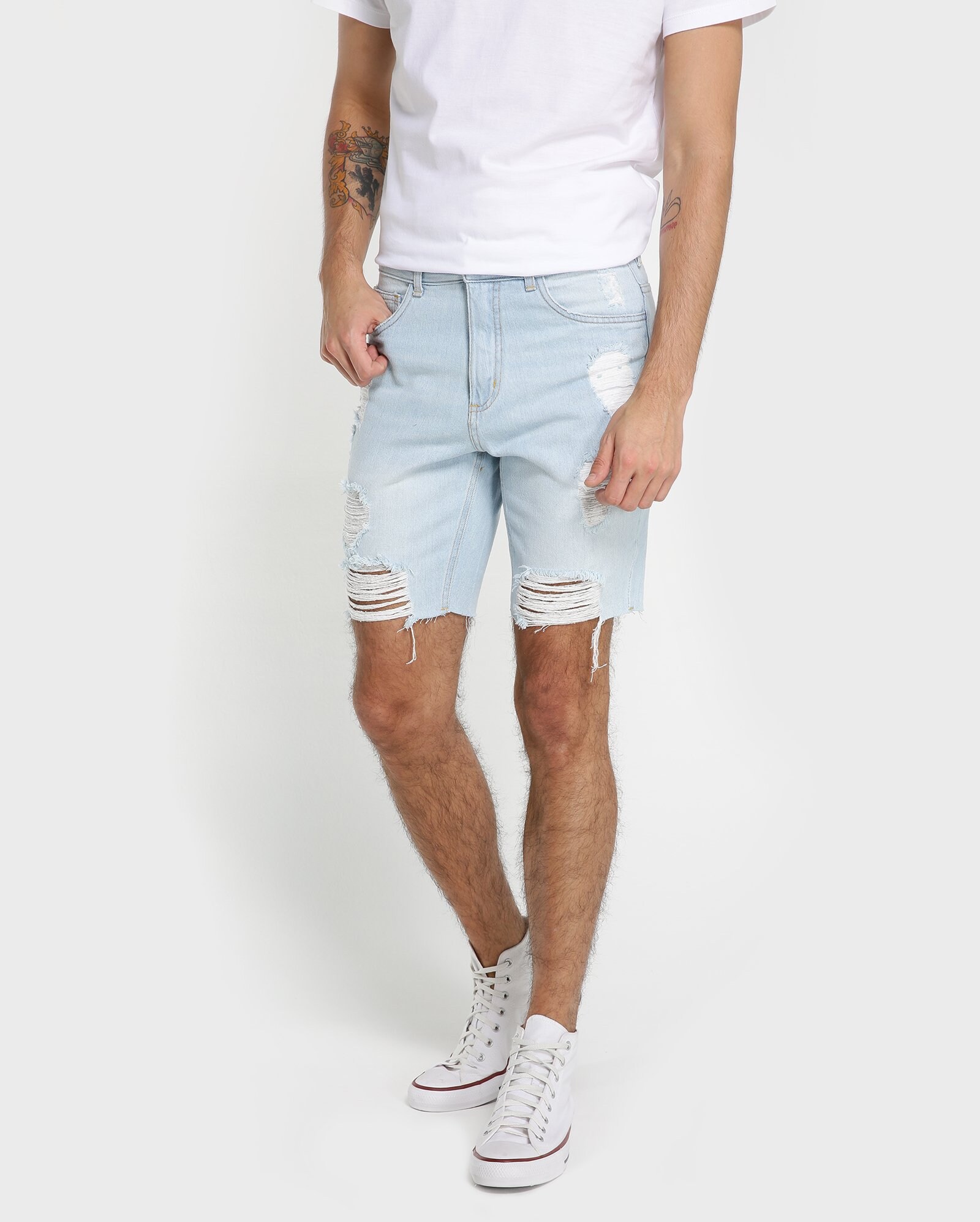 bermuda jeans slim destroyed