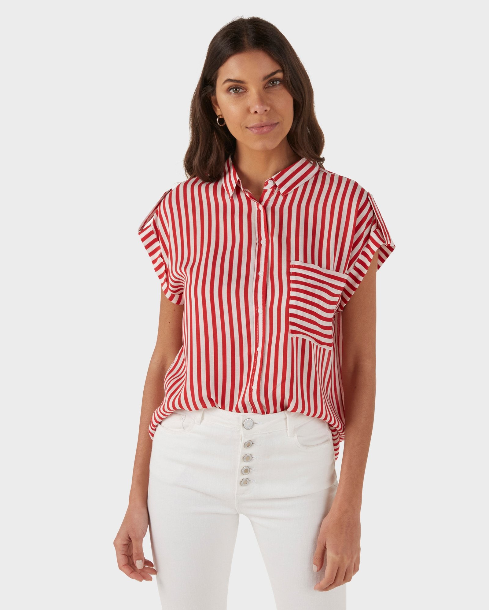 camisa viscose feminina listrada