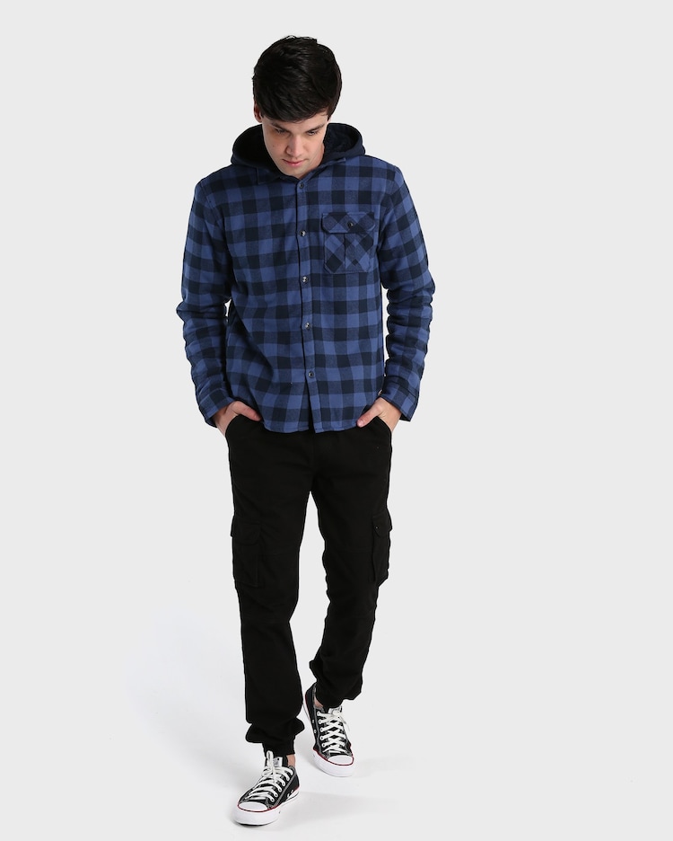 Riachuelo Jaqueta Xadrez Felpuda Azul Médio