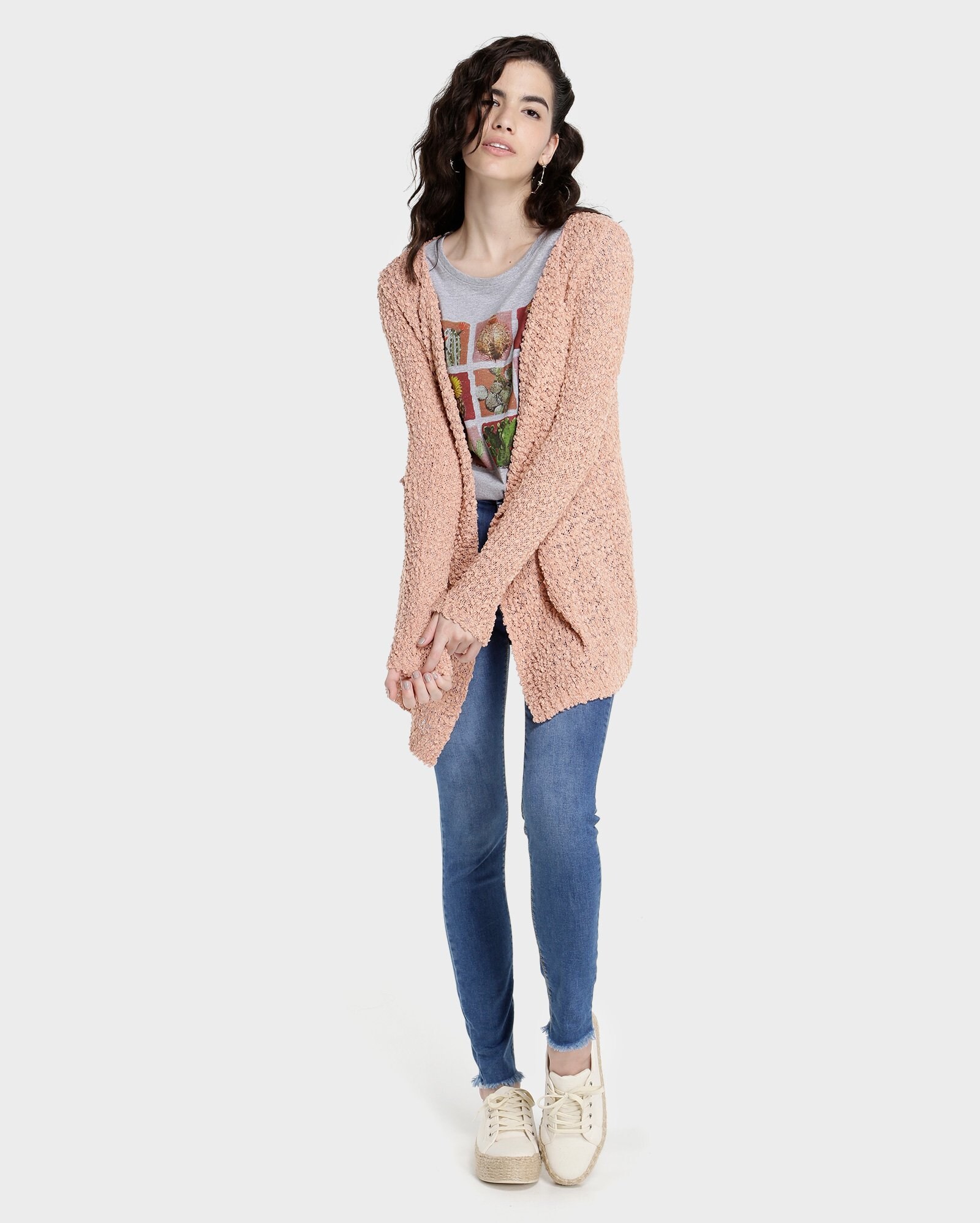 cardigan alongado rosa