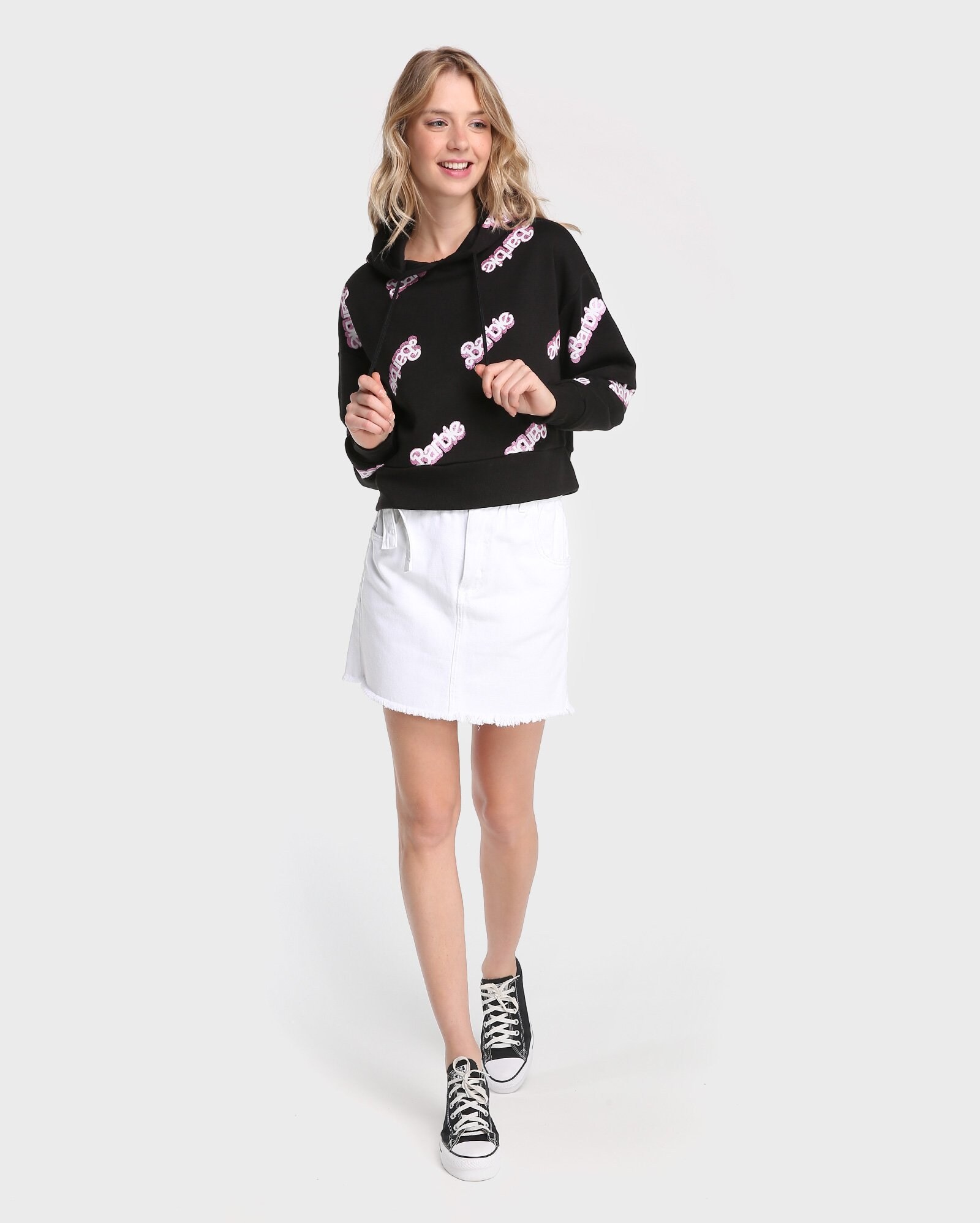 barbie cropped moletom com capuz