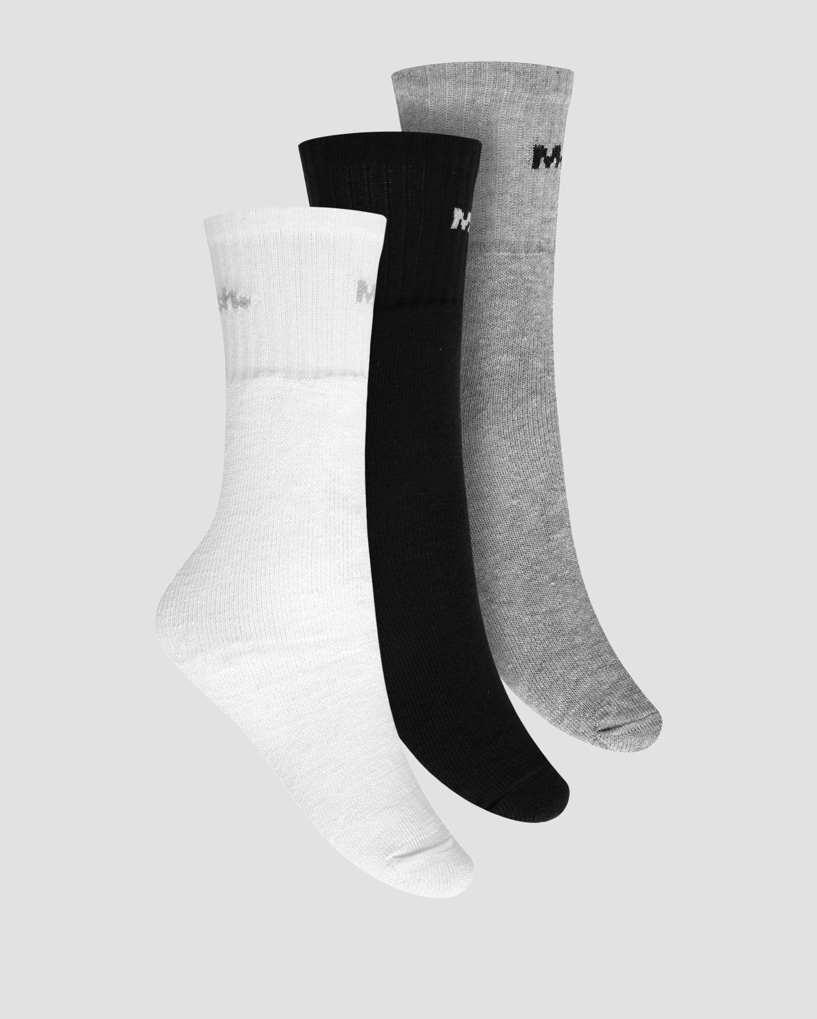 Kit Meia  3 Pares Mash - Cinza/Branco